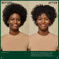 Aveda Be Curly conditioner in hands demonstrating slip for detangling