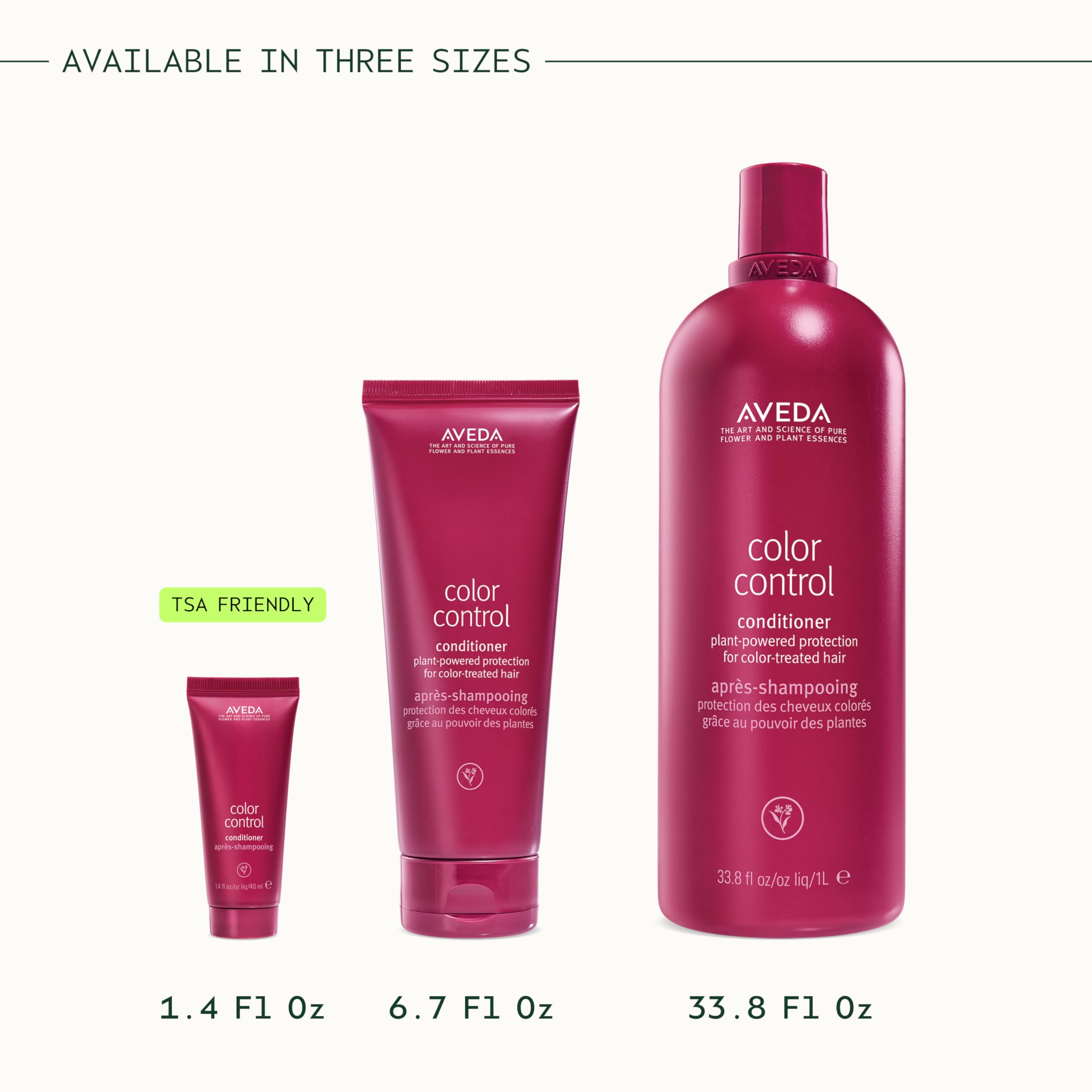Aveda Color Control Conditioner on bathroom shelf with plants showing natural ingredient benefit