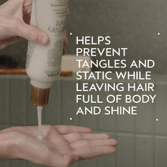 Aveda conditioner pump open close-up illustrating easy dispensing and control