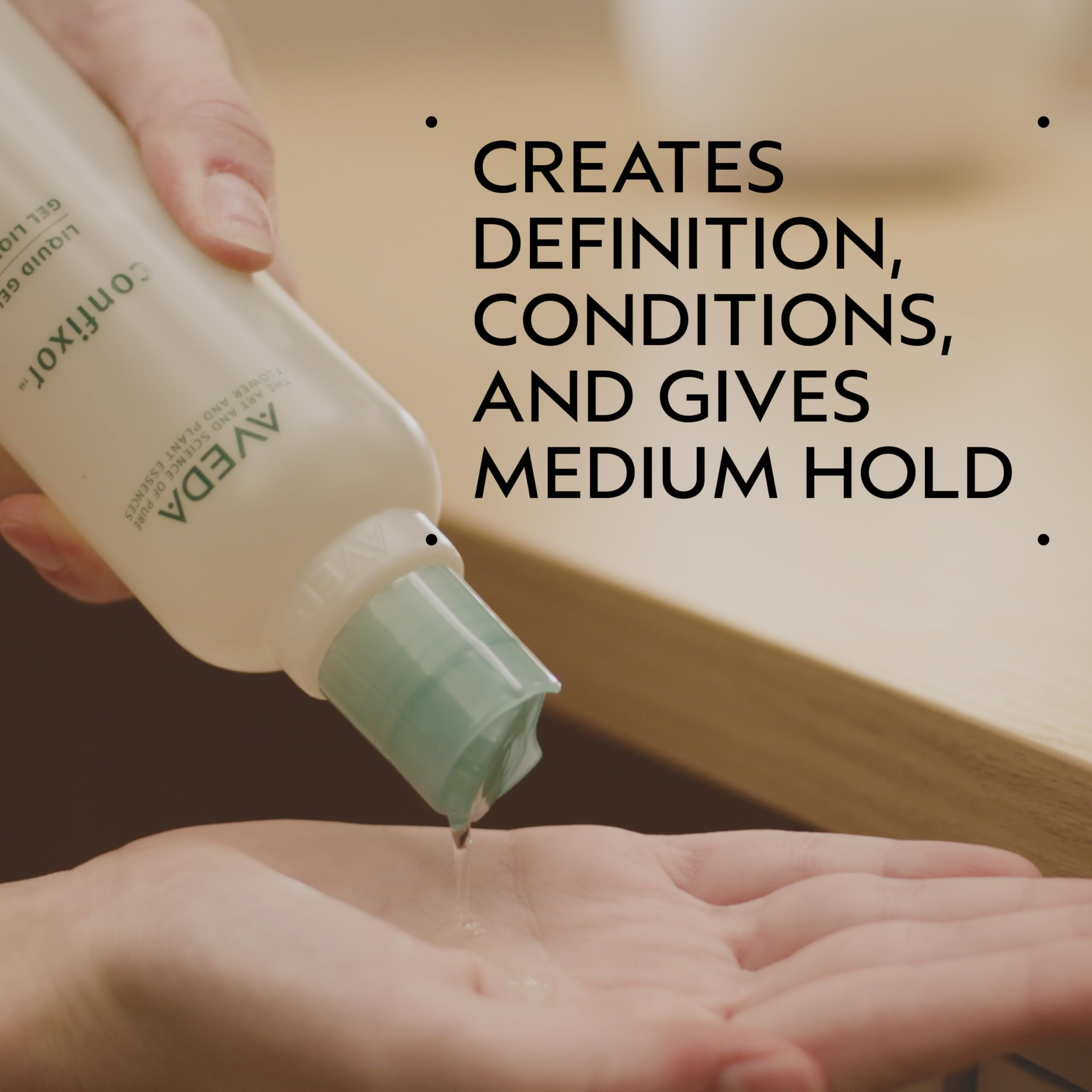 Aveda Confixor pump detail emphasizing easy dispensing and control