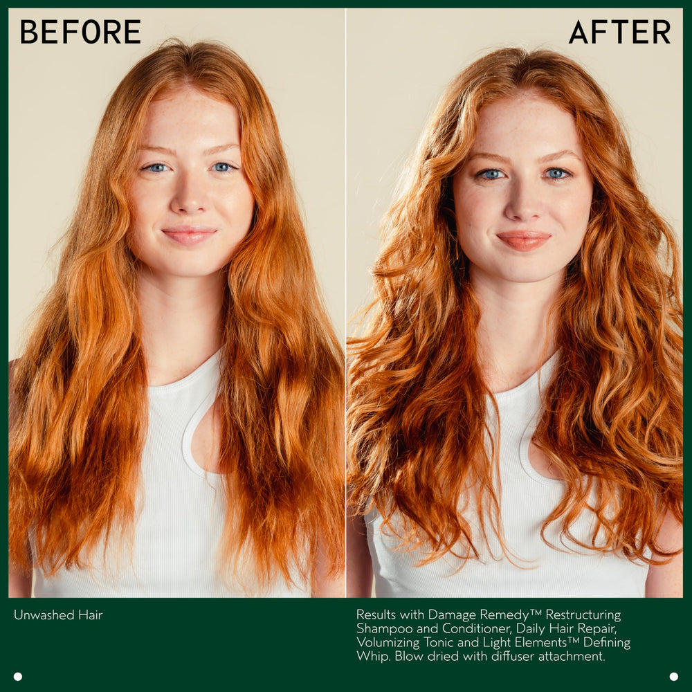 Aveda product being worked into hands for even application and protection