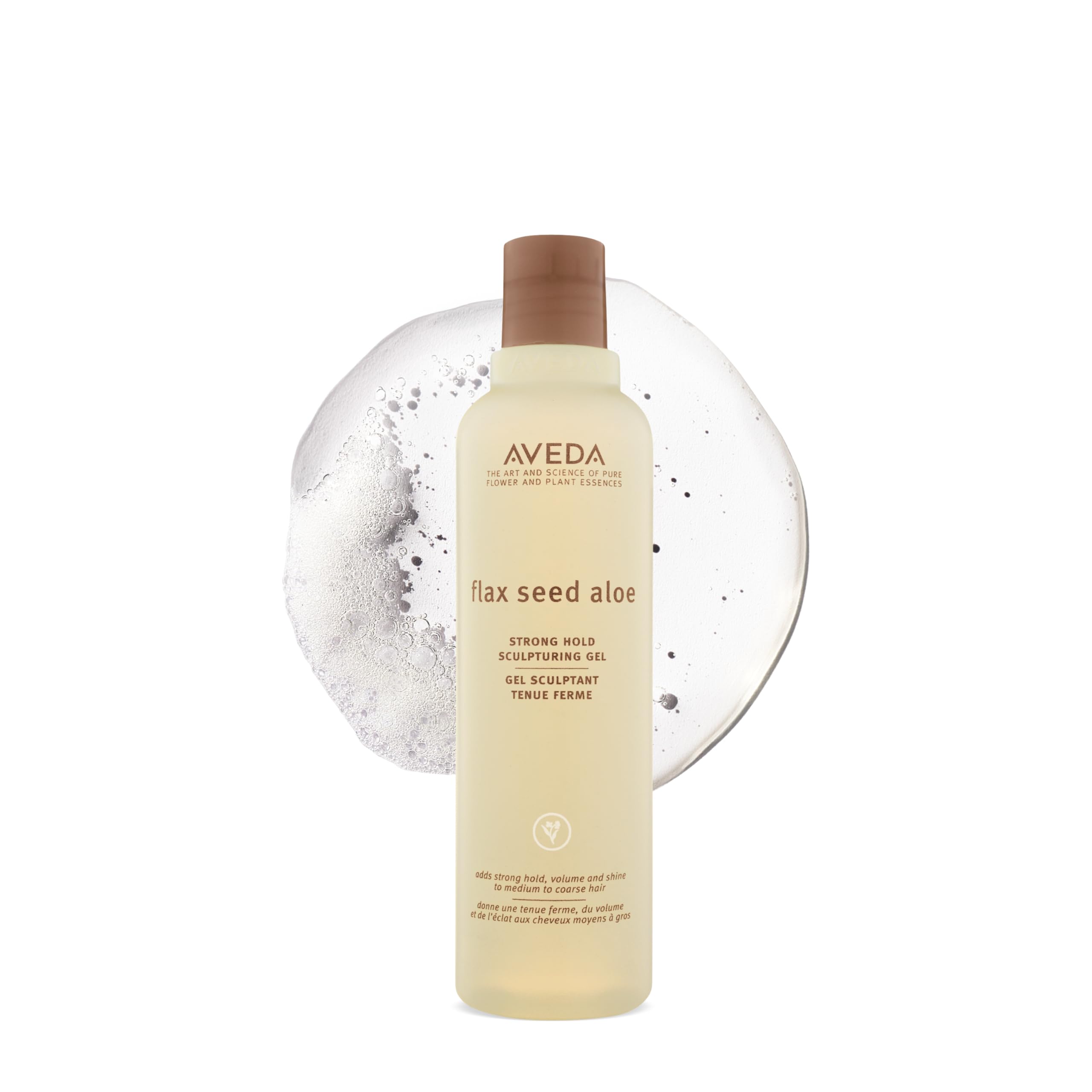 Aveda Flax Seed Aloe front packaging showing bottle and label benefit