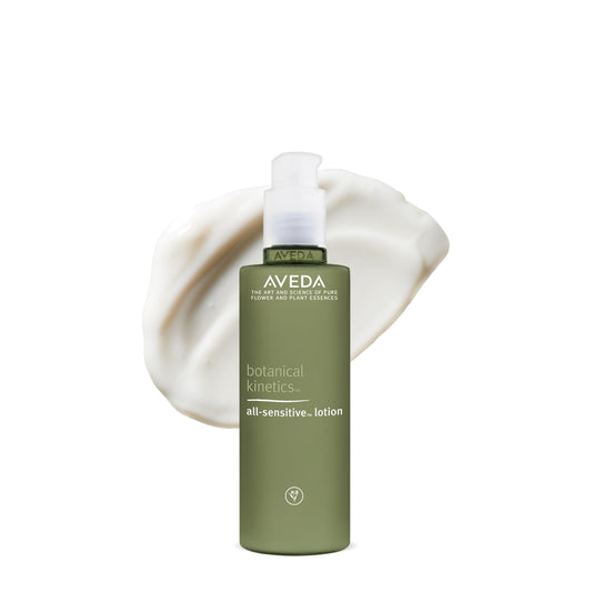 Aveda front packaging showing bottle and label, communicates gentle formulation