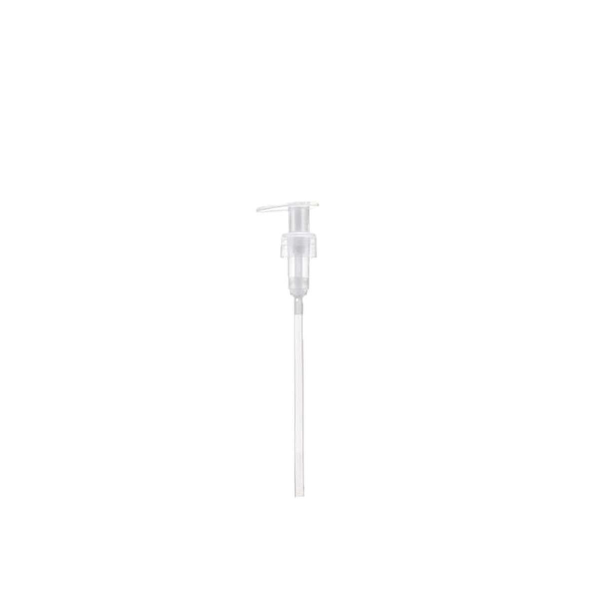 Aveda liter pump front view showing spout and screw-fit neck for neat dispensing