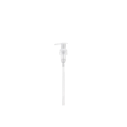 Aveda liter pump front view showing spout and screw-fit neck for neat dispensing