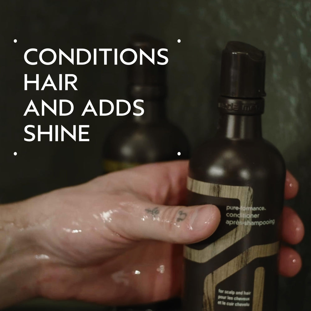 Aveda Men close-up of conditioner dispensing demonstrating easy application