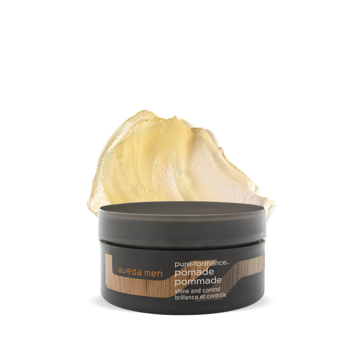 Aveda jar front view showing clear label and compact design, convenient for travel