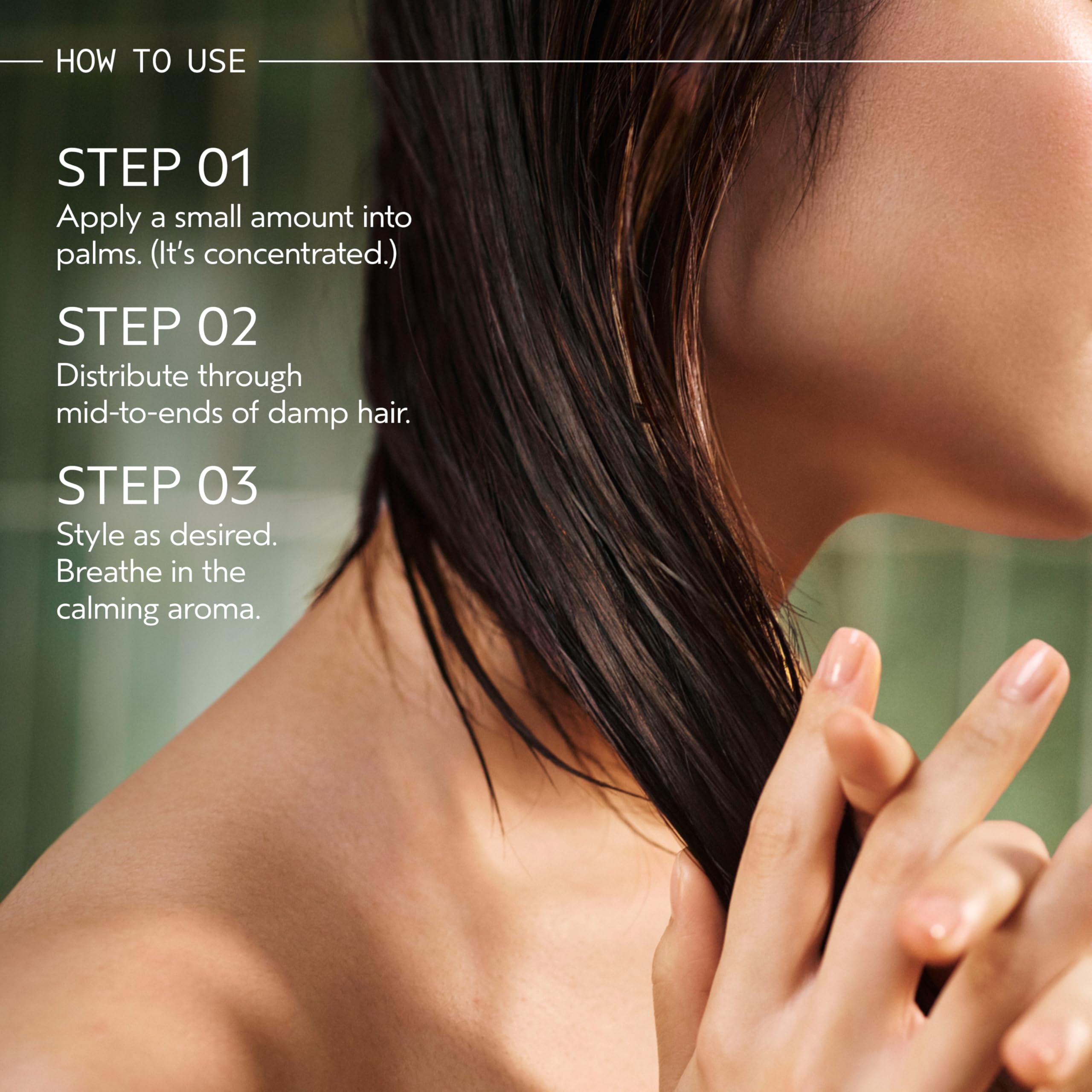 Aveda Miraculous Oil with tsubaki seed illustration emphasizing nourishing finish