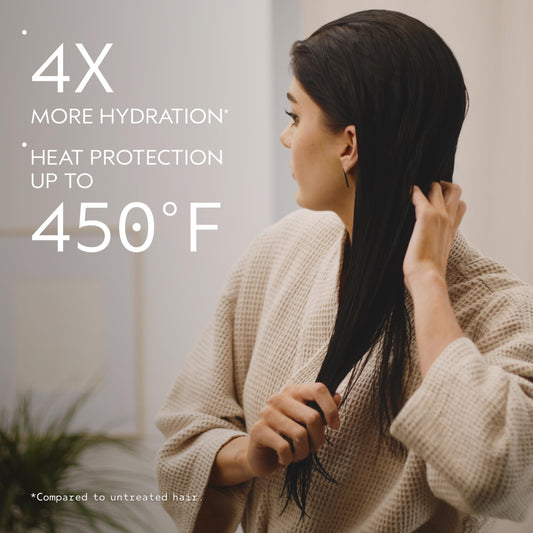 Aveda Nutriplenish pump close-up highlighting dispenser for controlled dosing benefit