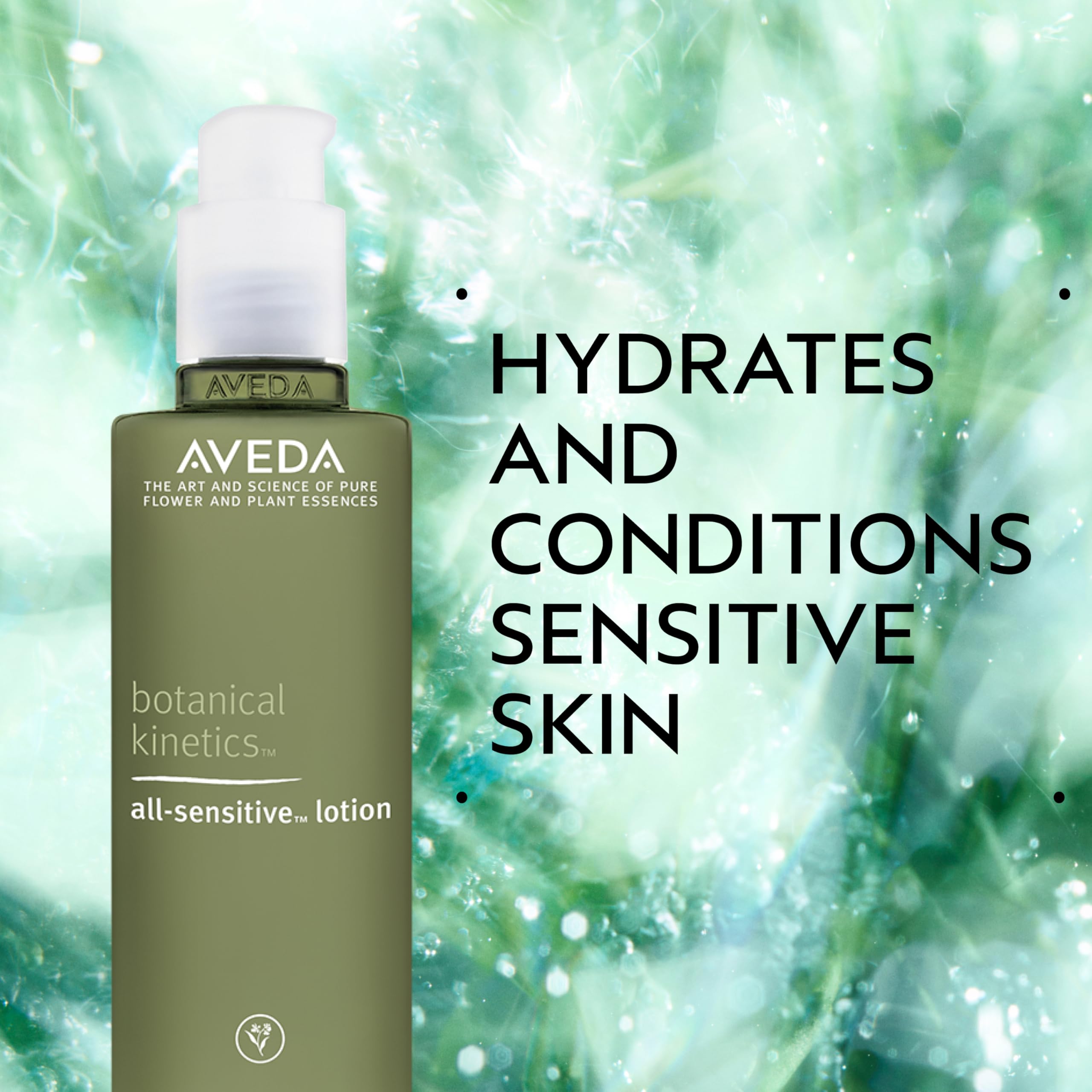 Aveda pump dispensing lotion, highlights smooth lightweight texture benefit