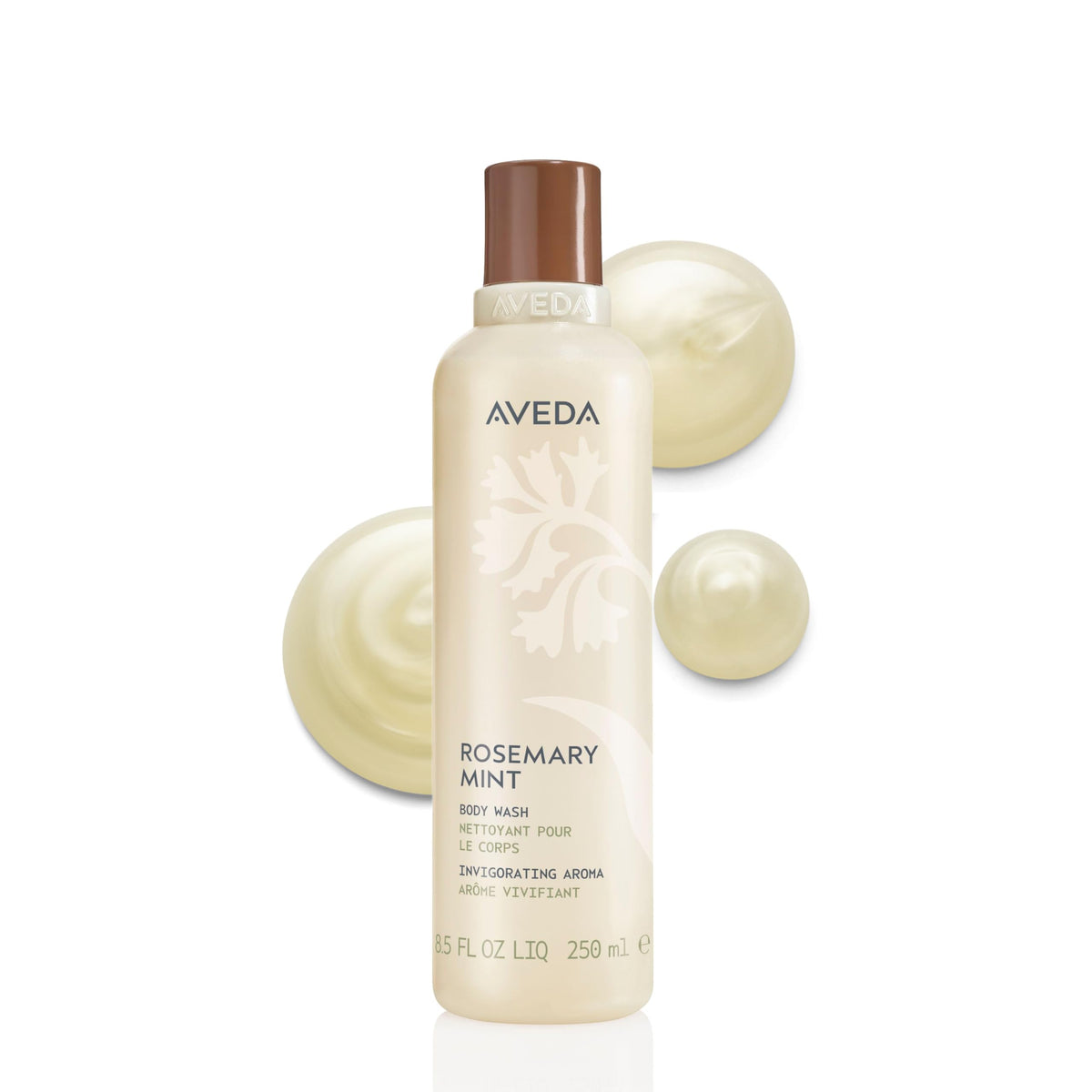 Aveda front bottle showing Rosemary Mint label and natural appeal