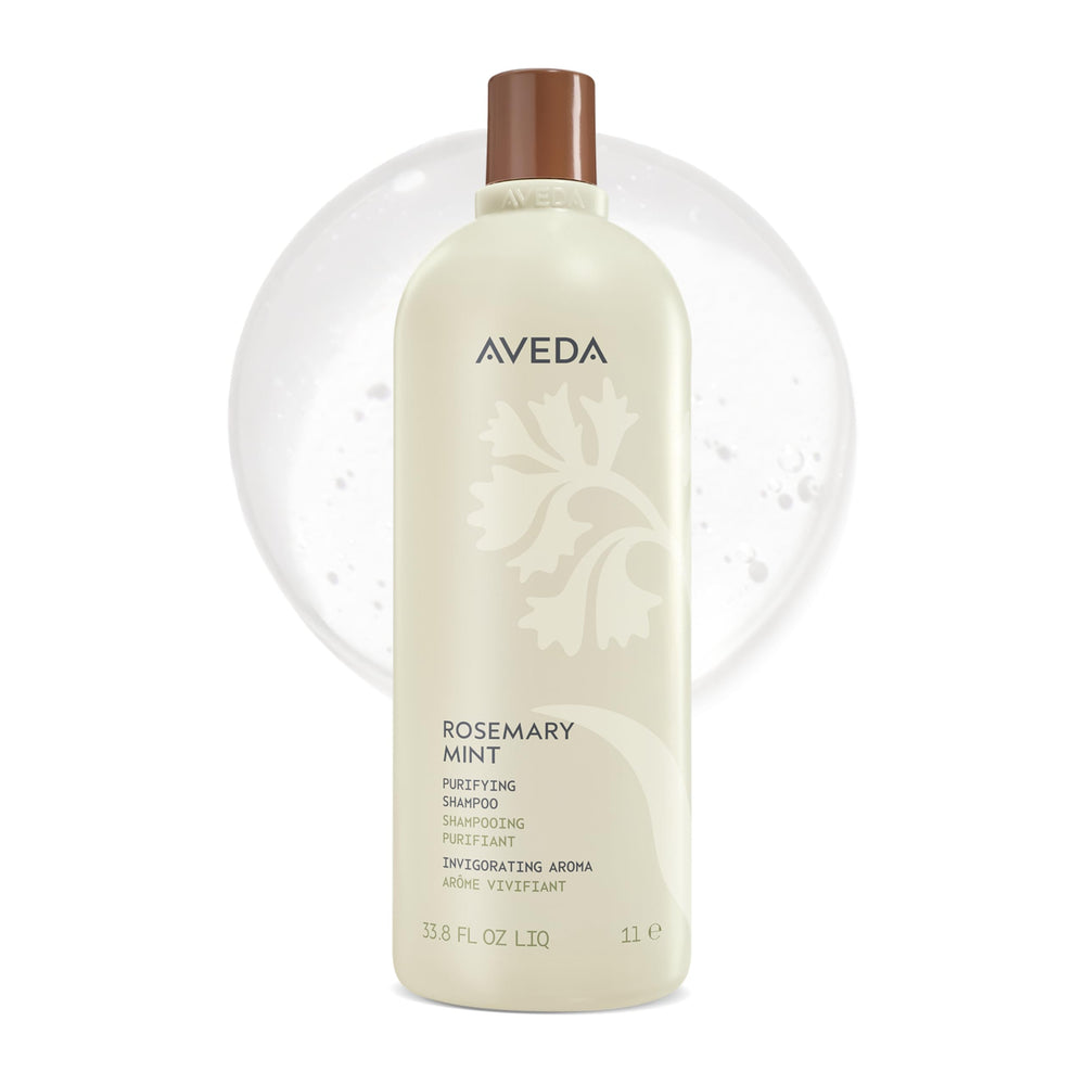 Aveda bottle front view showing label and invigorating rosemary scent