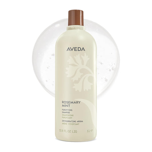 Aveda bottle front view showing label and invigorating rosemary scent