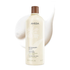 Aveda bottle front view showing rosemary mint conditioner and benefit of lightweight body