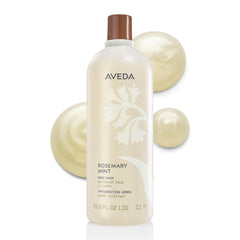 Aveda bottle front view showing rosemary mint label and large volume benefit