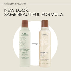 Label detail showing Aveda and certified organic rosemary and peppermint benefits