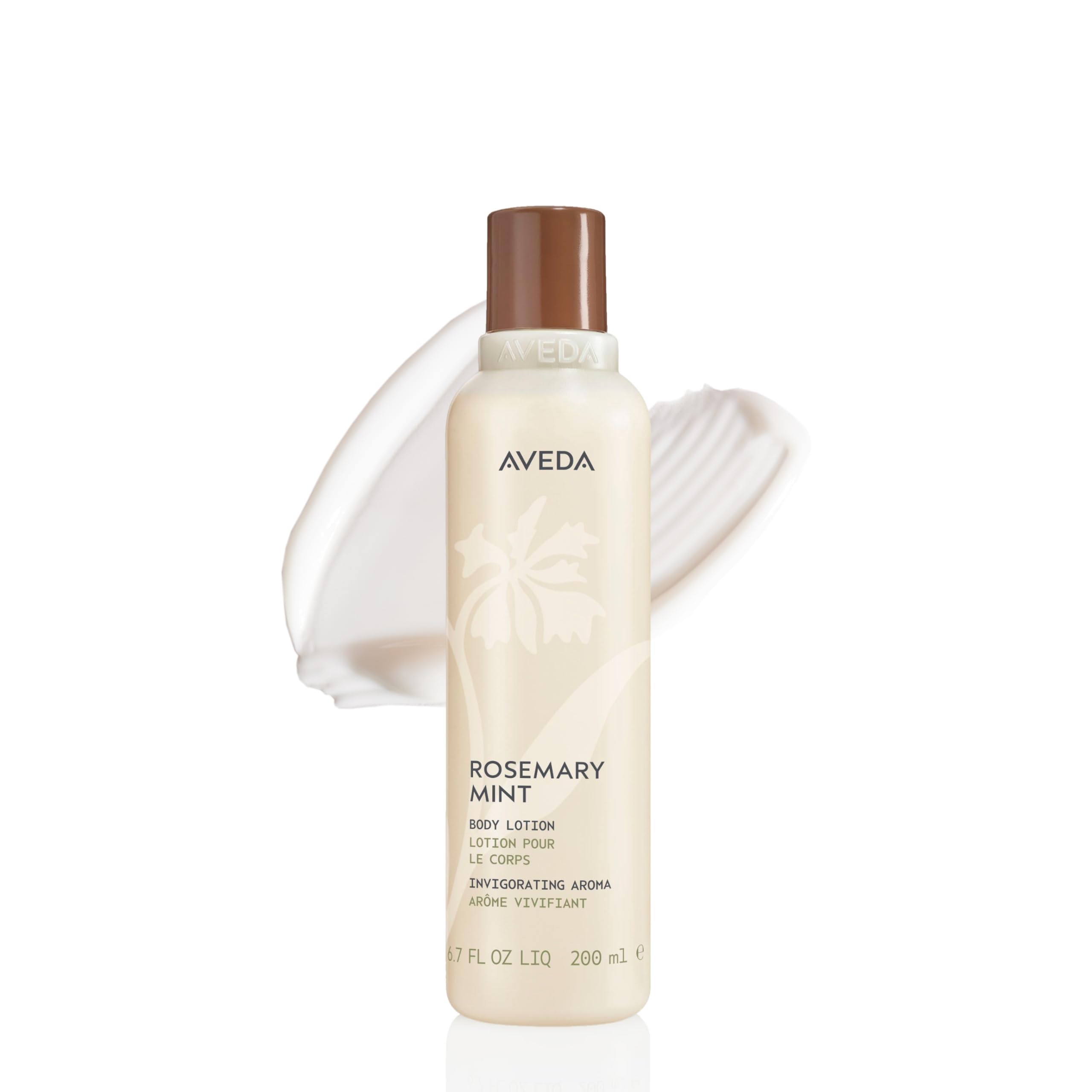 Aveda bottle front view showing Rosemary Mint lotion and cooling benefit