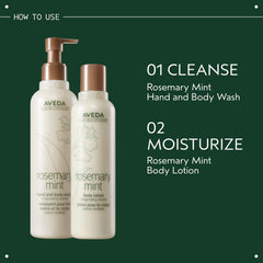 Aveda bottle next to hand showing 33.8 fl oz size for home refills