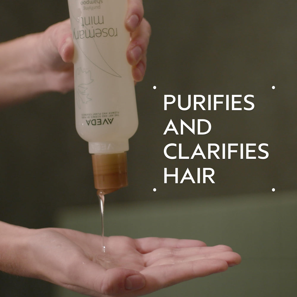 Aveda shampoo lather on hand demonstrating gentle foam and effective residue removal