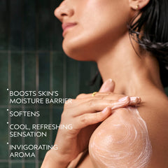 Aveda lotion texture on pump illustrating lightweight absorption and smooth feel