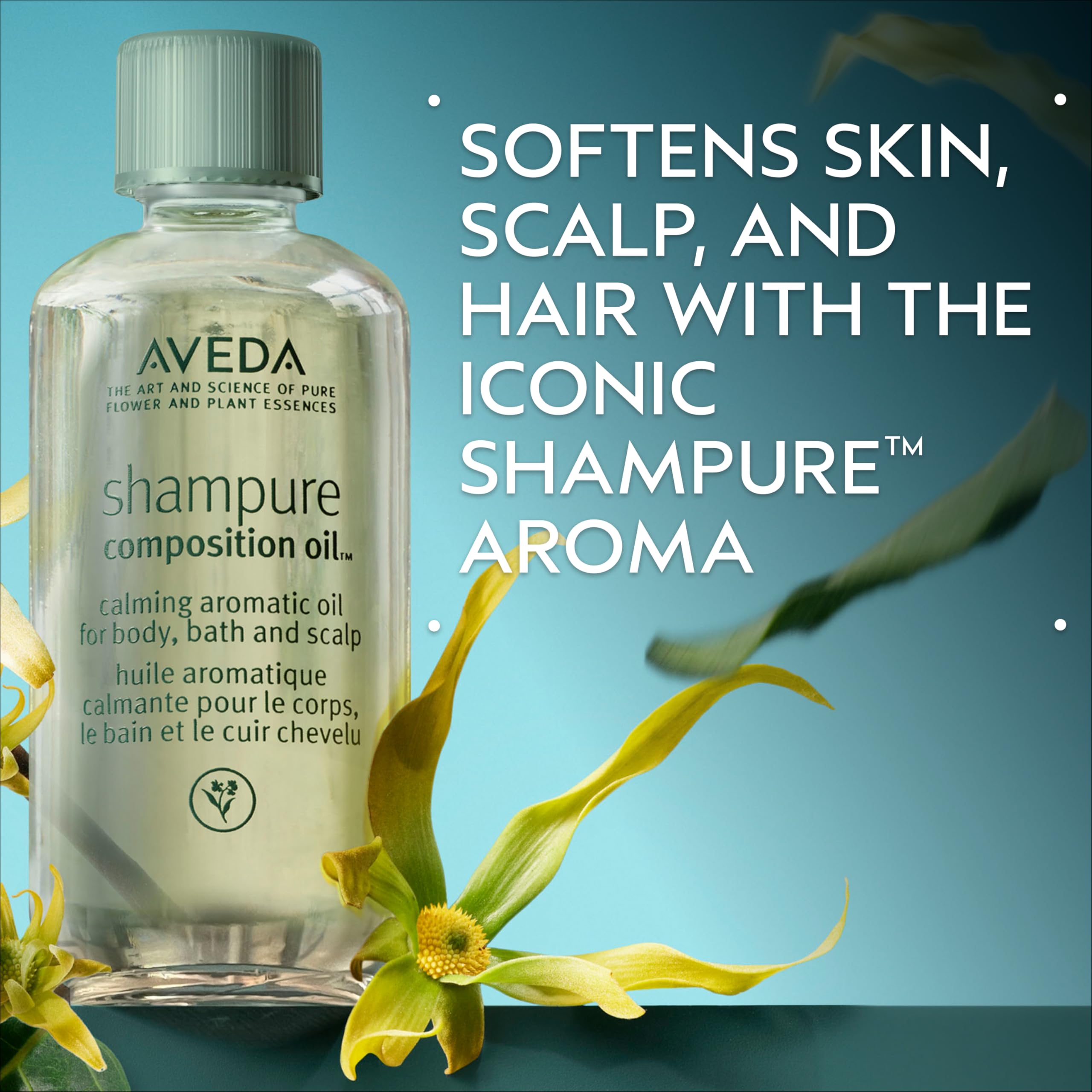Aveda Shampure close-up dropper releasing oil, precise dosing benefit