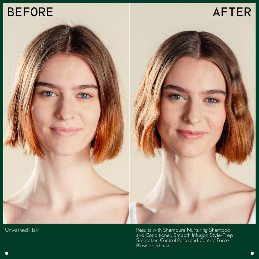 Aveda Shampure dispensing droplet from bottle demonstrating controlled, no-waste use