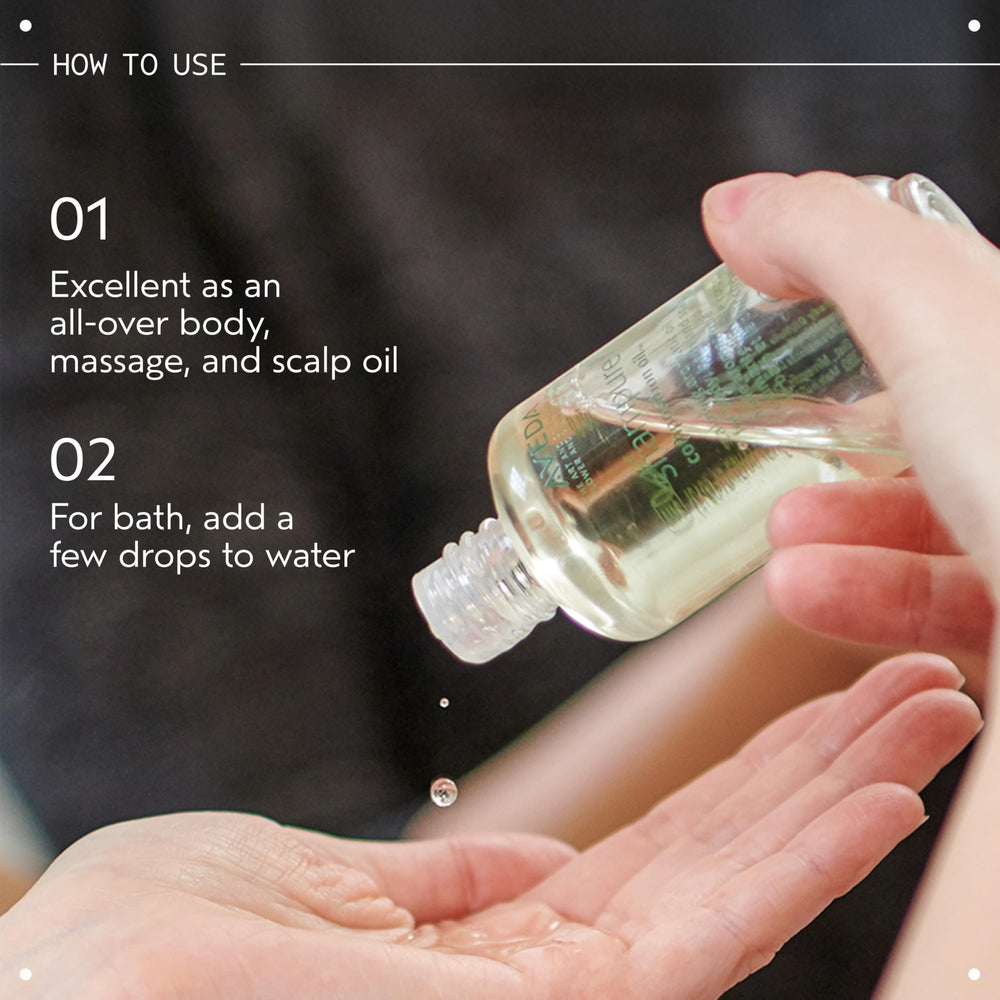 Aveda Shampure applied during scalp massage, soothing scalp care benefit