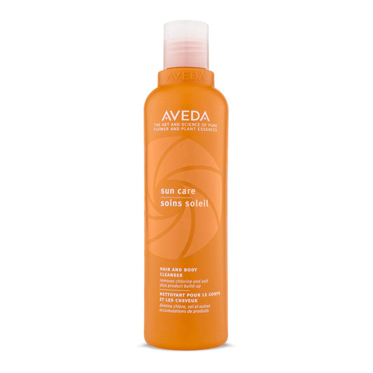 Aveda front packaging showing cleanser bottle and label, clear product benefit