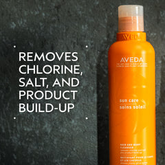 Aveda bottle pump close-up dispensing cleanser, highlights easy application benefit