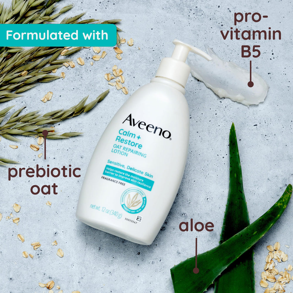 Aveeno aloe visual highlighting cooling and calming benefit