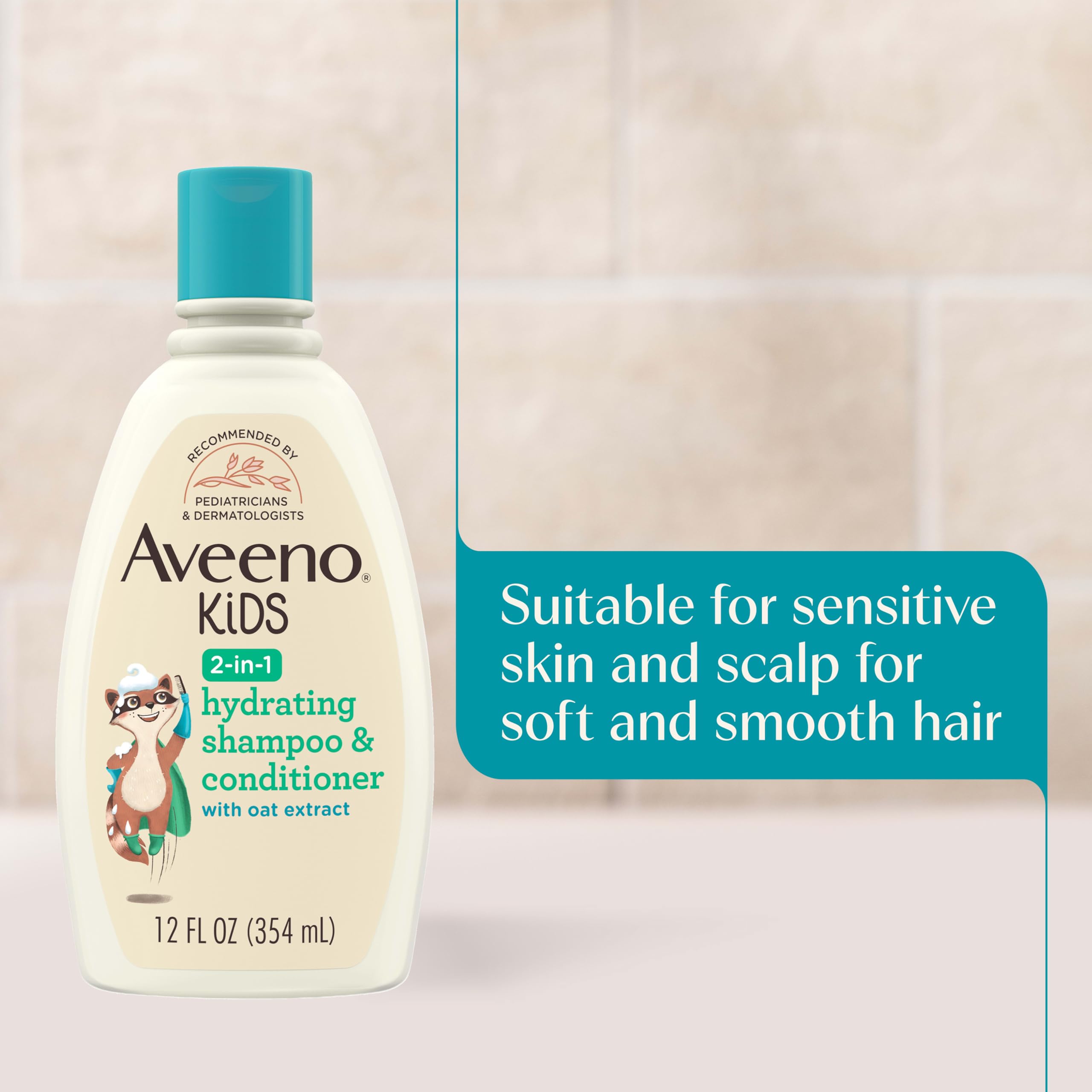 Child having hair washed with Aveeno Baby demonstrating tear-free comfort