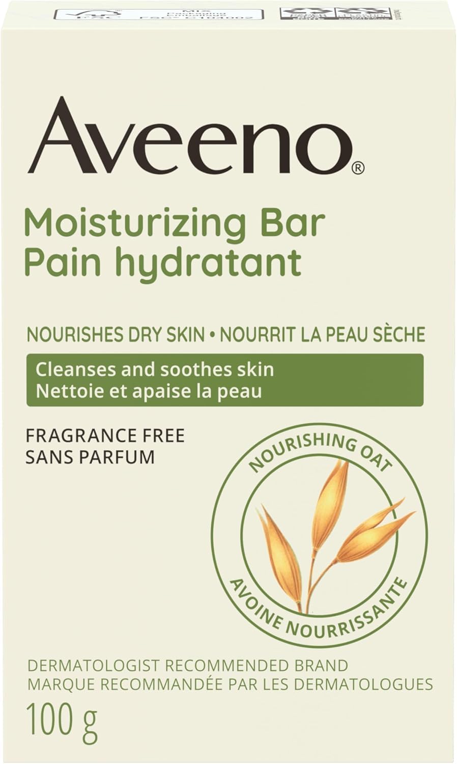 Aveeno moisturizing bar side profile highlighting compact size and easy grip