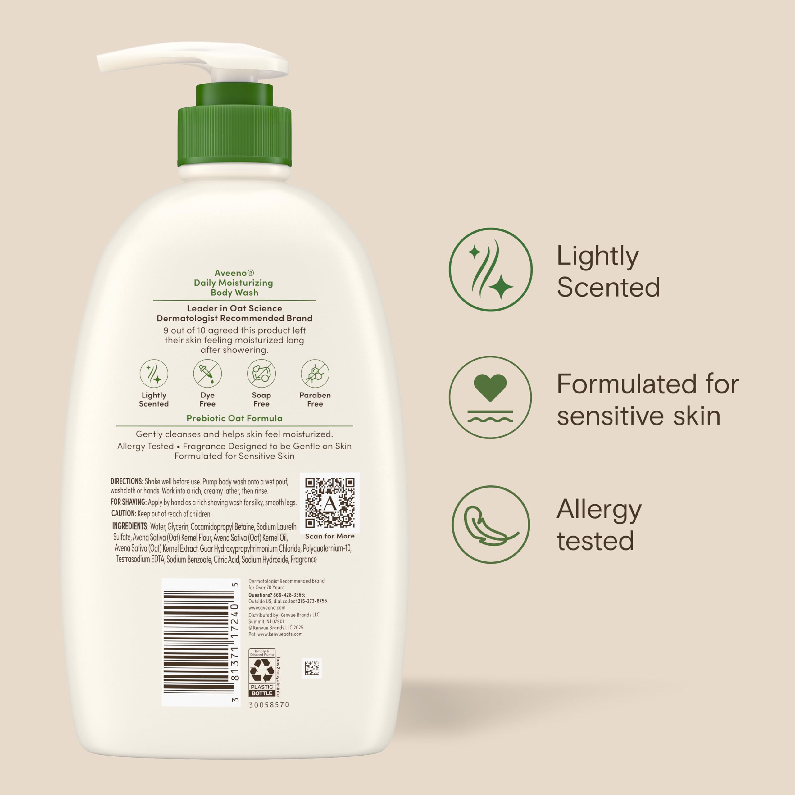 Aveeno bathroom shelf display indicating family-friendly value size
