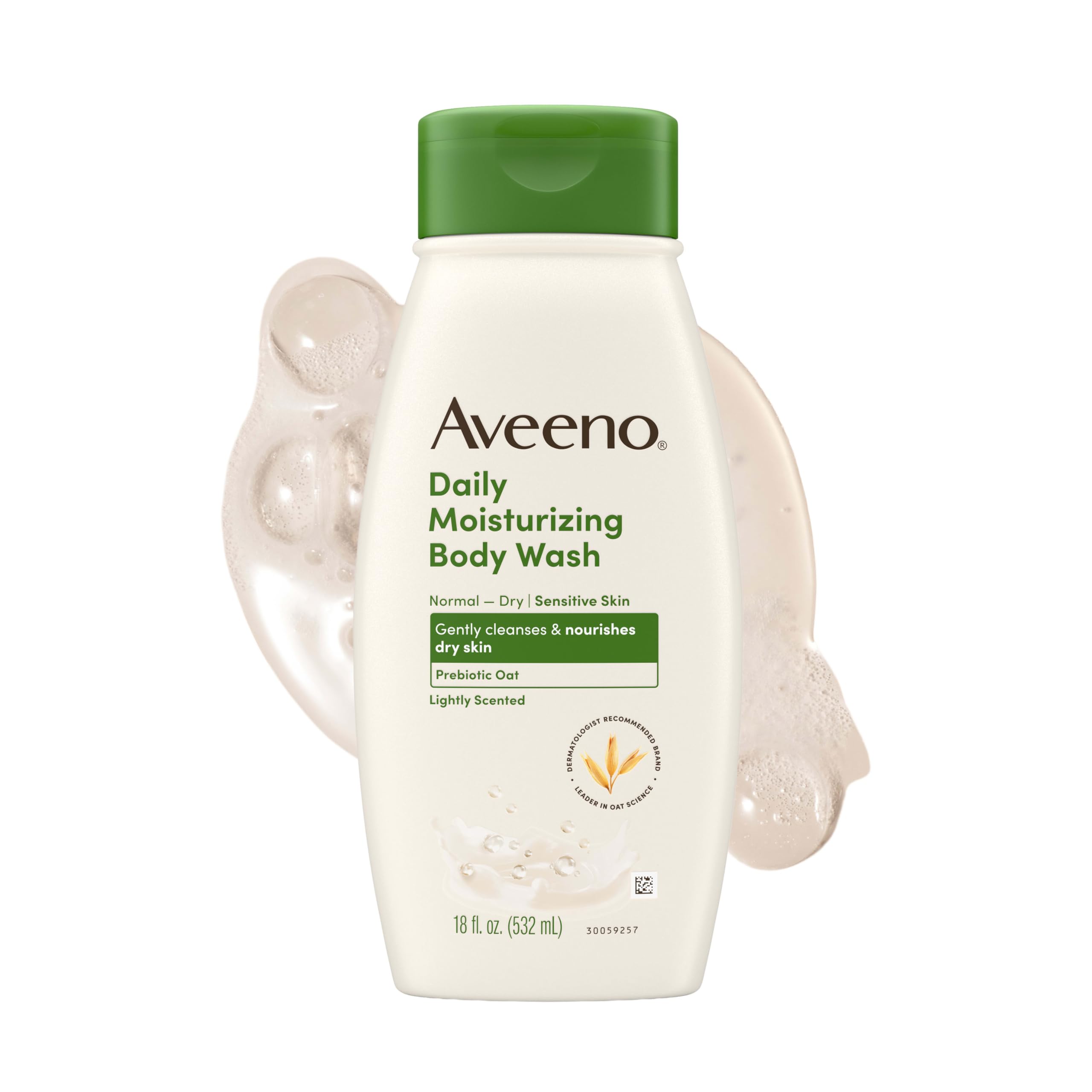 Aveeno bottle front label showing gentle moisturizing benefits and scent
