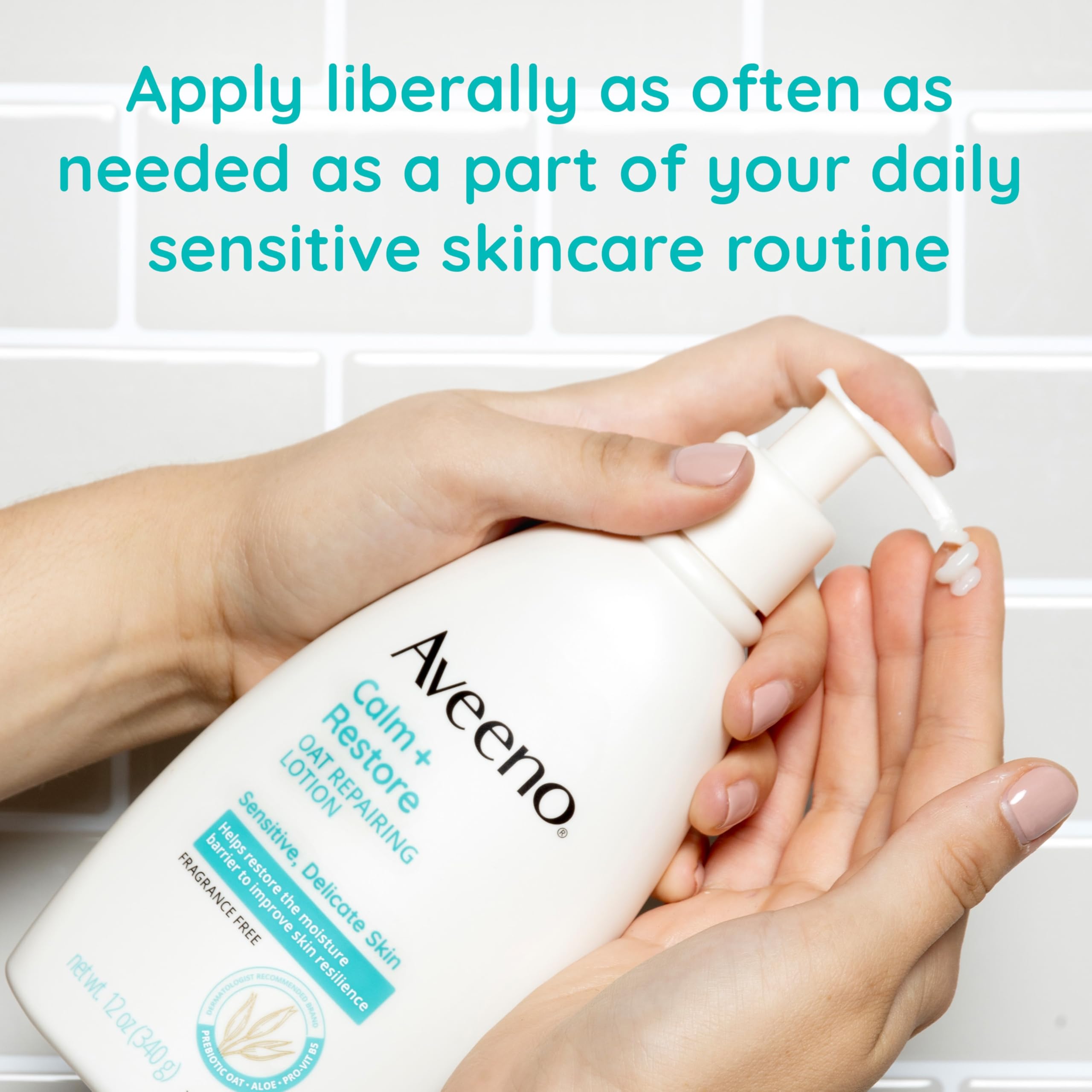Aveeno bottle label details showing fragrance-free and ingredients