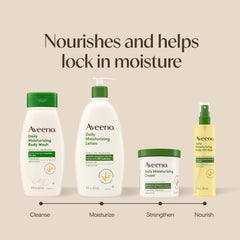 Aveeno body wash next to Daily Moisturizing Lotion suggesting routine pairing