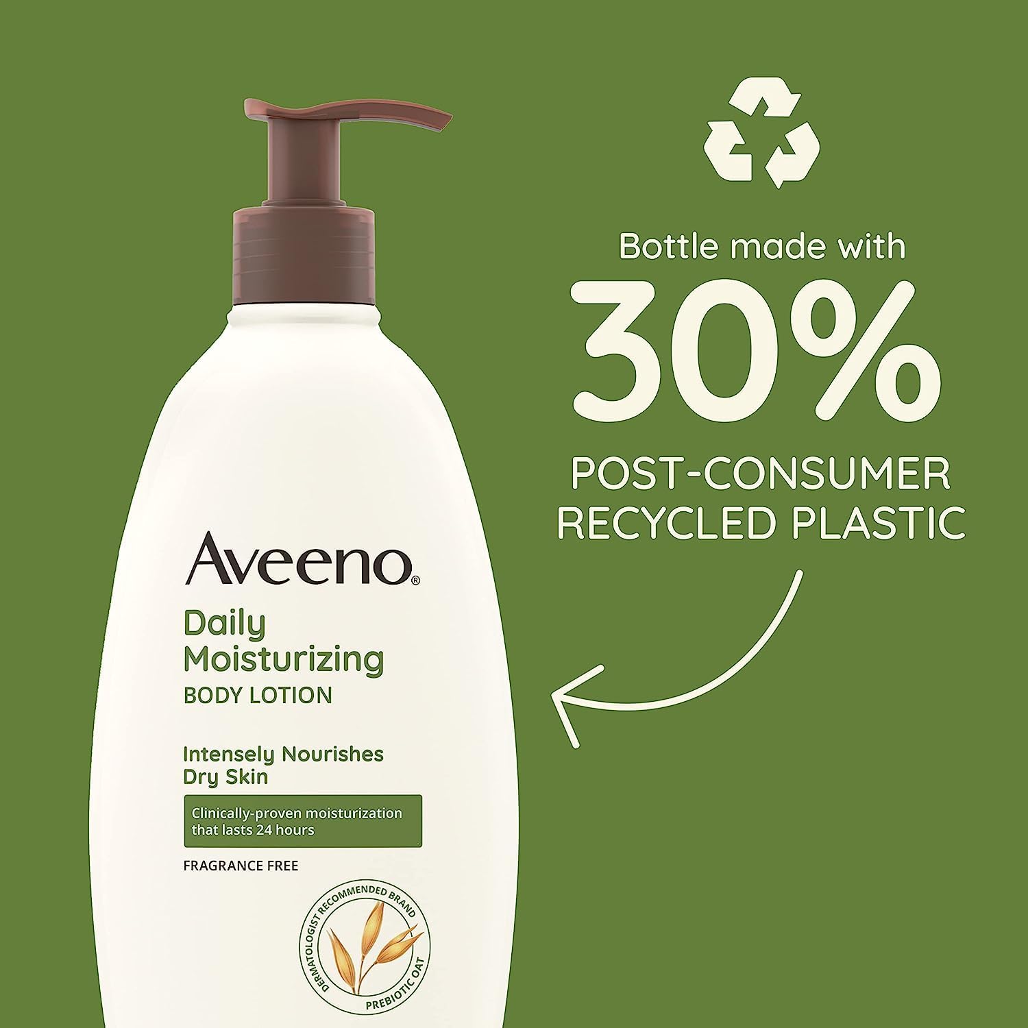 Aveeno bottle on bathroom shelf suggesting daily use and convenient storage