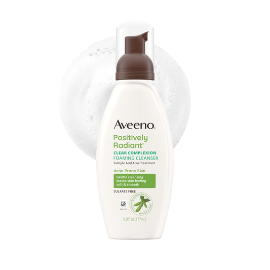 Aveeno front packaging showing product and benefits for clearer skin