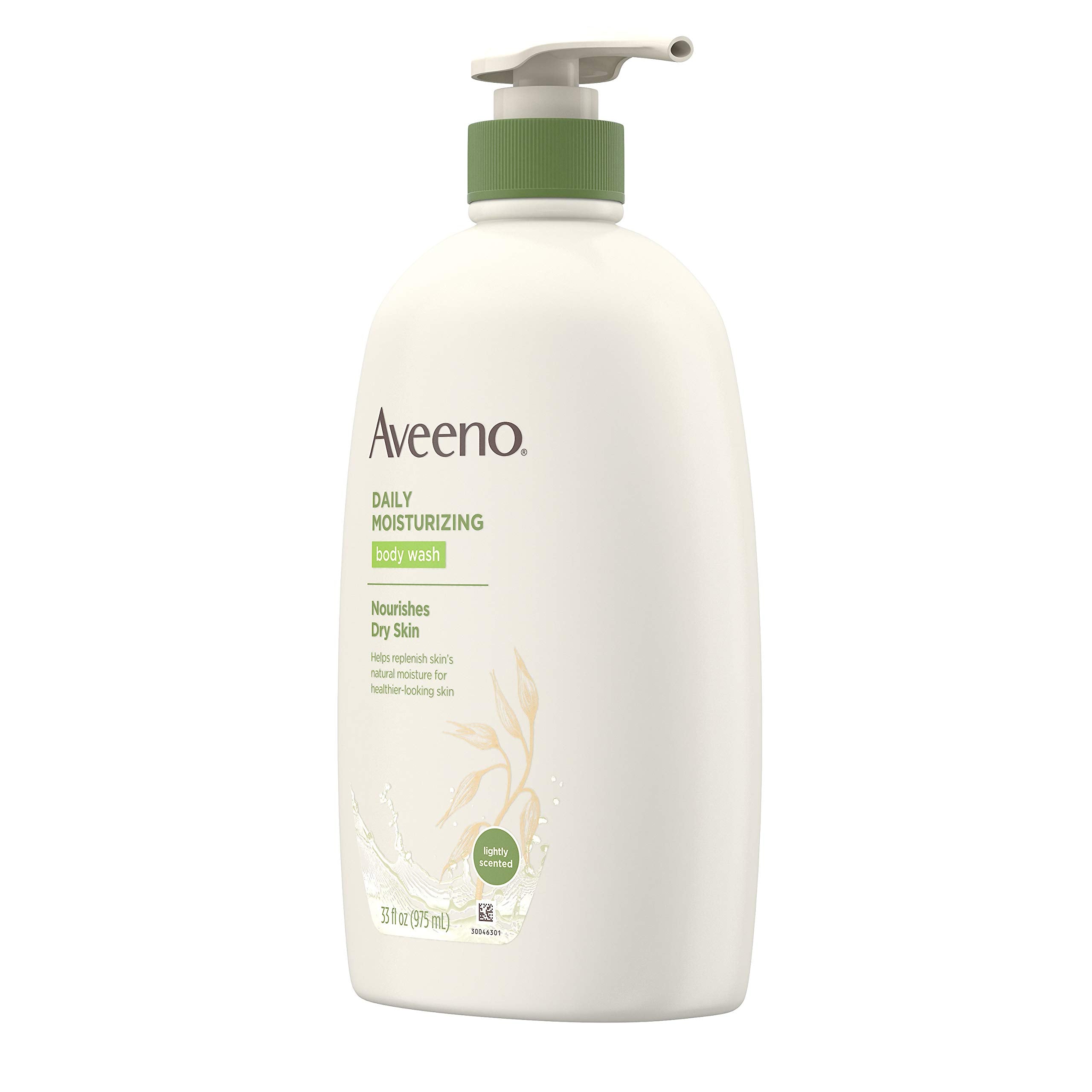 Aveeno label close-up highlighting oat ingredient and soothing benefit
