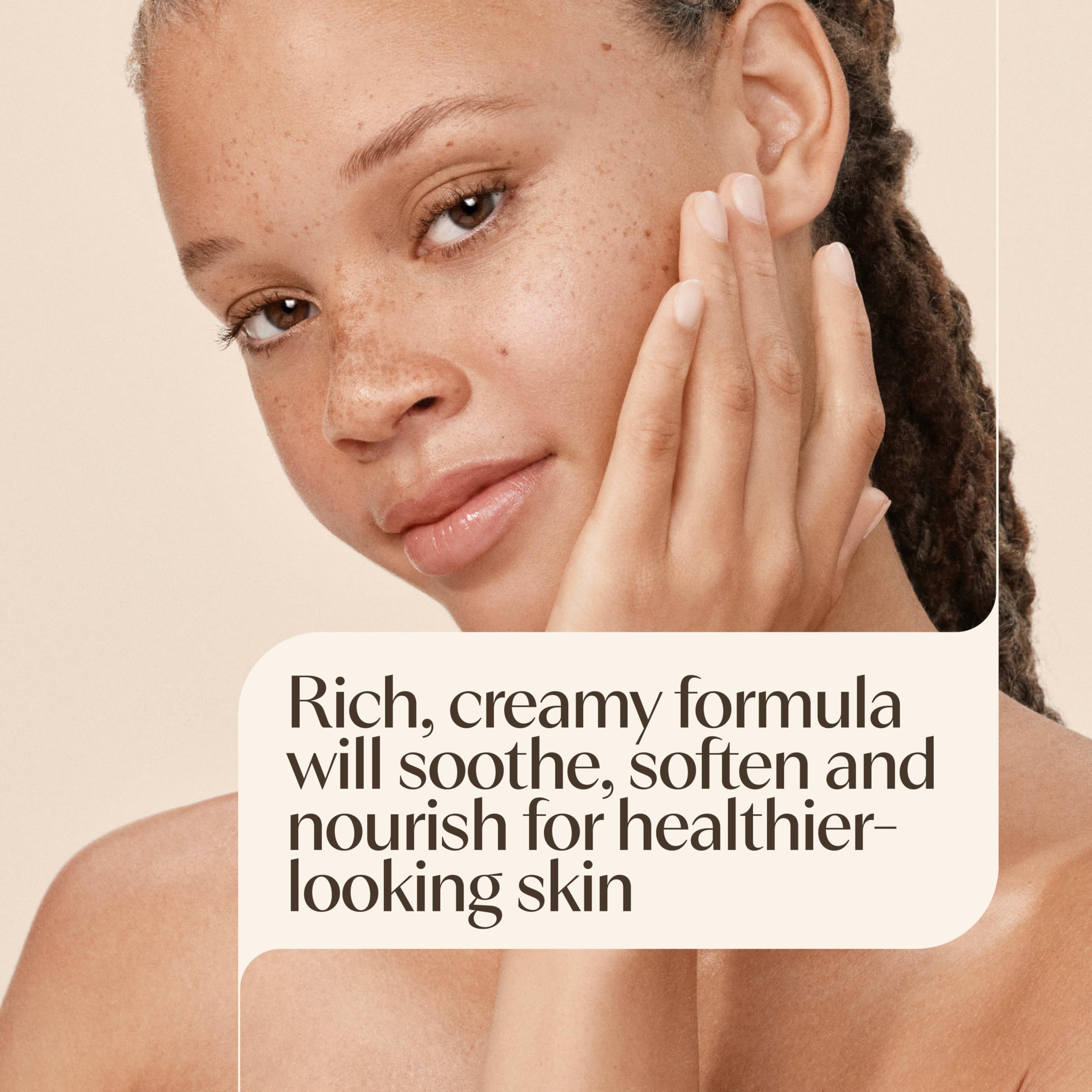 Aveeno creamy texture swiped on skin demonstrating quick absorption