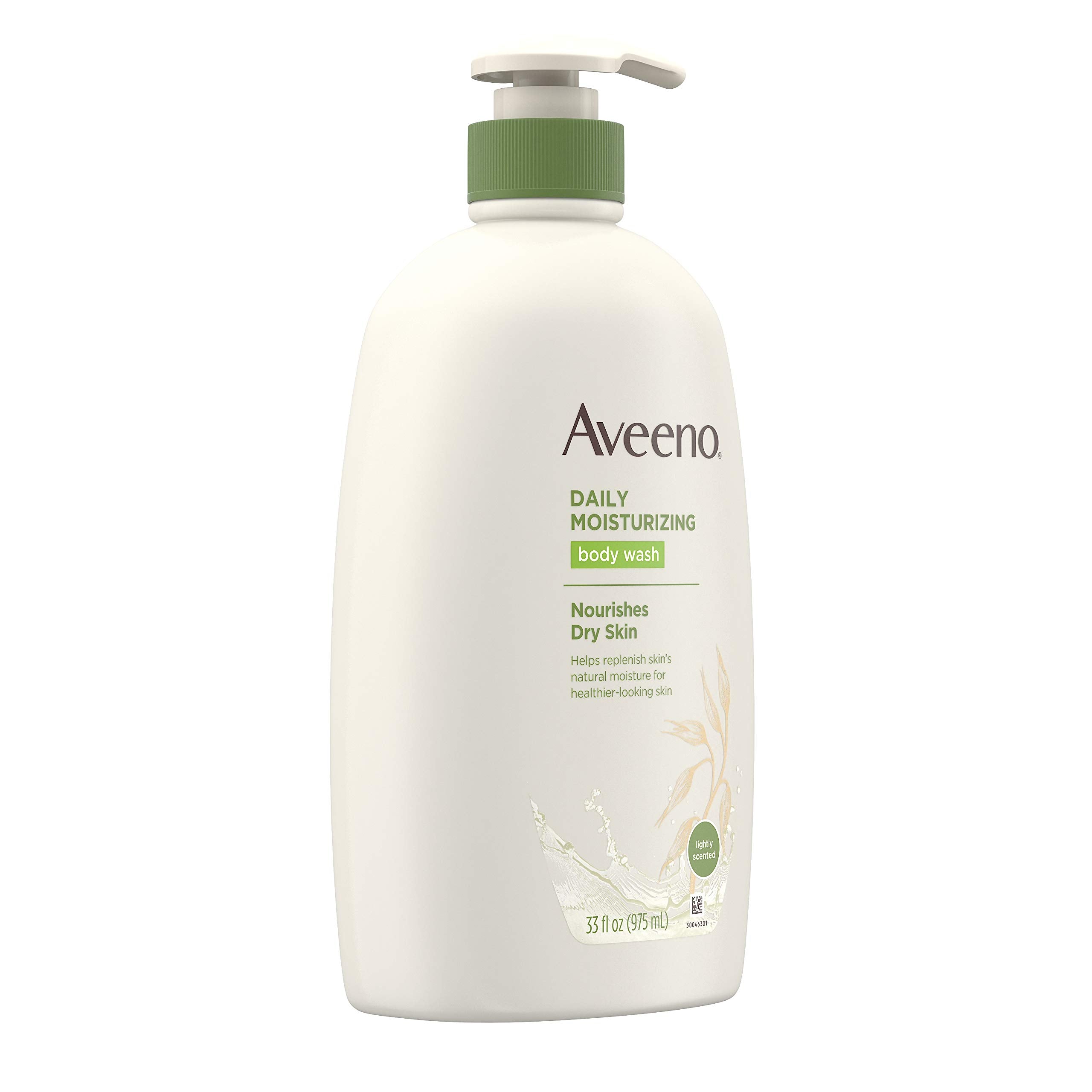 Aveeno creamy body wash texture swatch demonstrating moisturizing feel