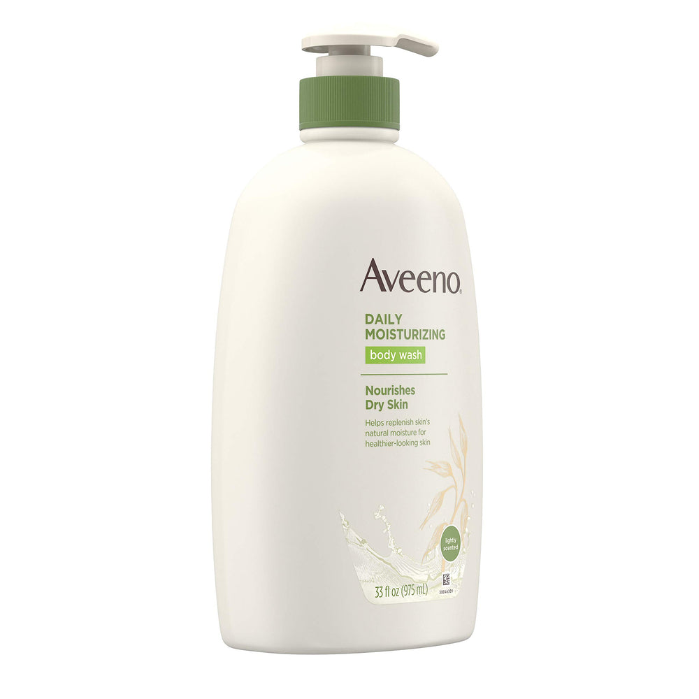 Aveeno creamy body wash texture swatch demonstrating moisturizing feel
