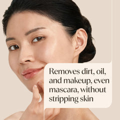 Aveeno foam transforming in hands to lift makeup and calm skin