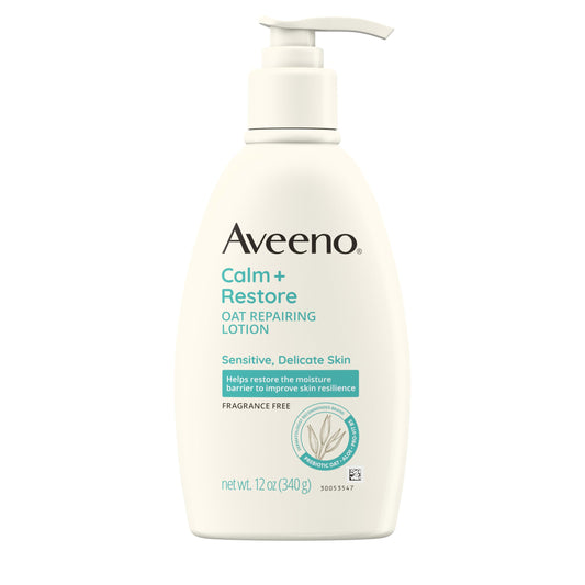 Aveeno front packaging 12 oz bottle showing label and benefits