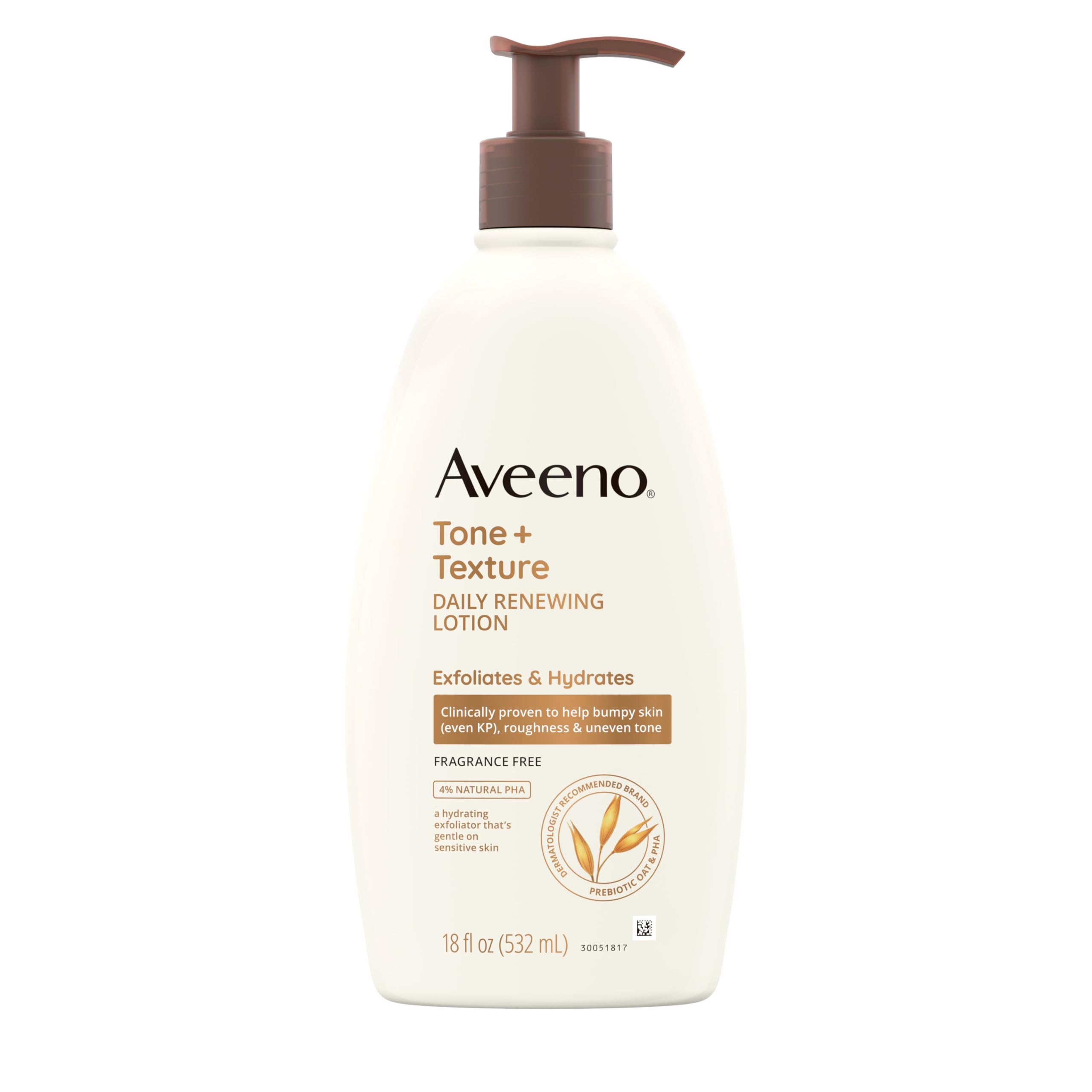 Aveeno front packaging 18 oz showing product benefits and size