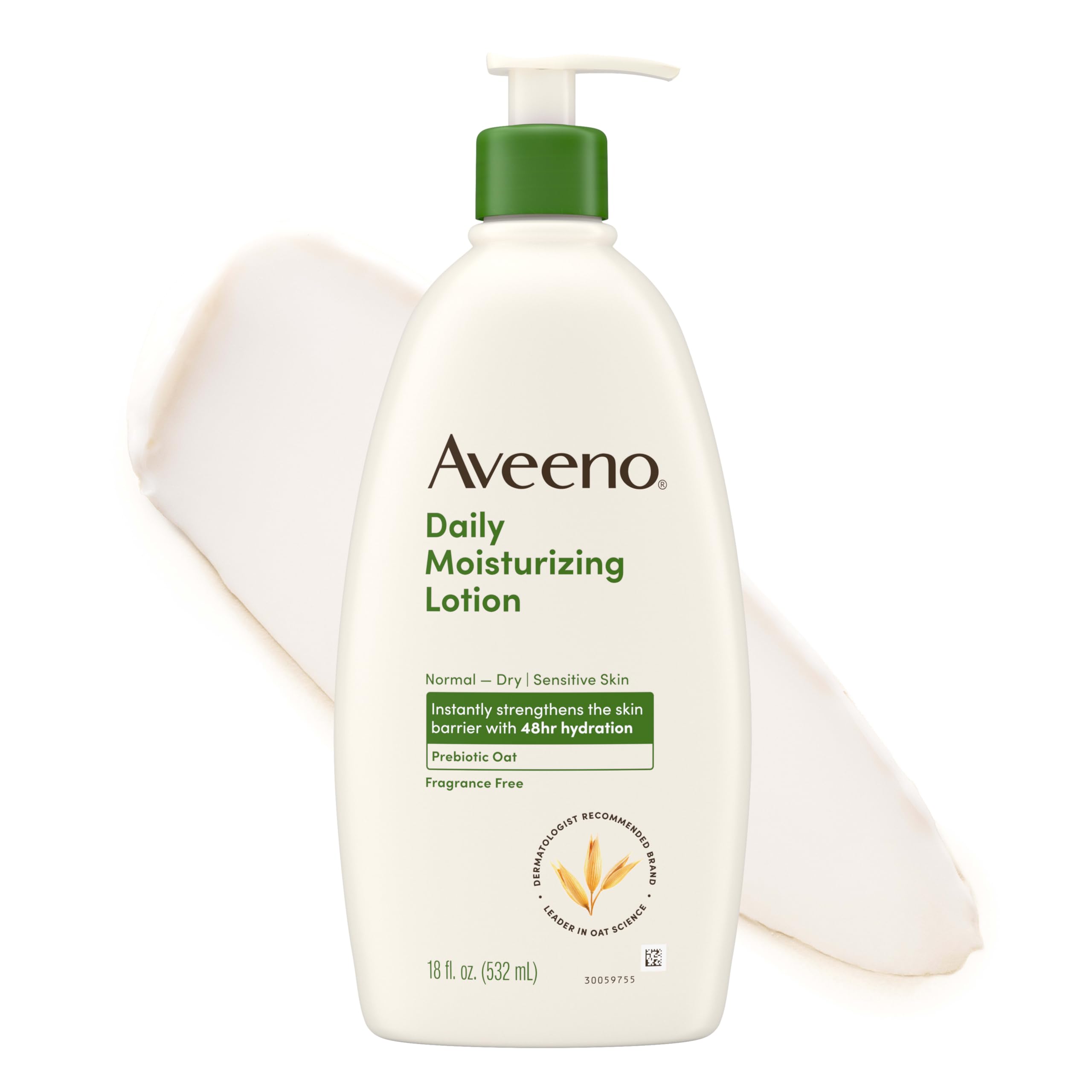 Aveeno front packaging 18oz showing product and clear benefits