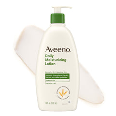 Aveeno front packaging 18oz showing product and clear benefits