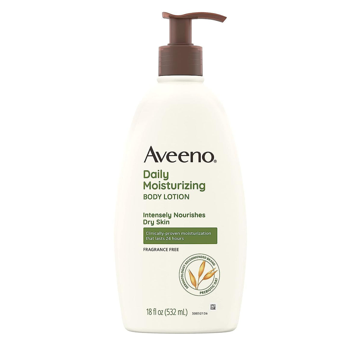 Aveeno front packaging 18 oz bottle showing label and brand for trusted hydration
