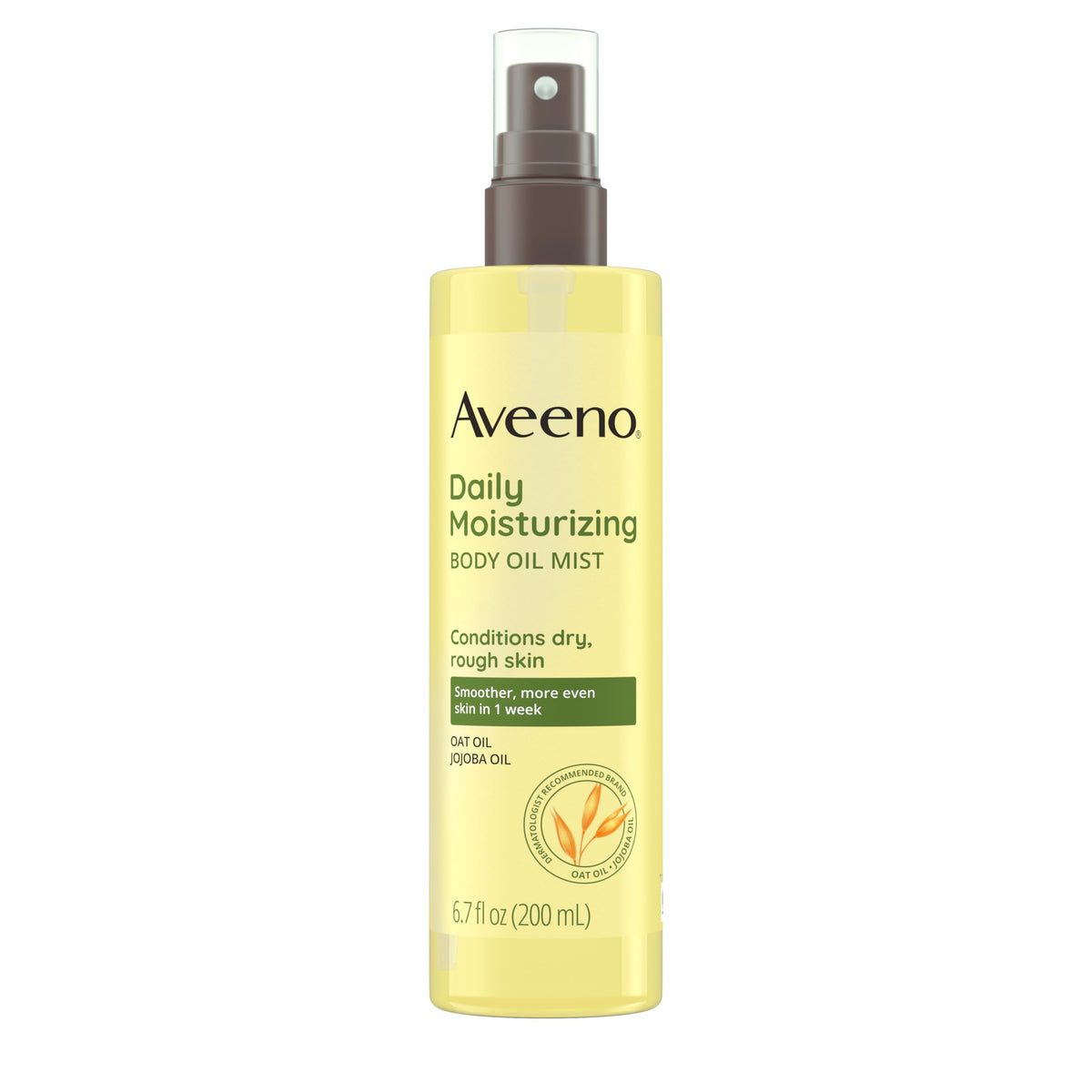 Aveeno front packaging showing bottle and brand for easy identification and benefit
