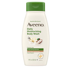 Aveeno front packaging showing cocoa butter vanilla scent and benefits